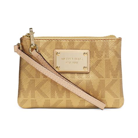 michael kors signature jacquard small wristlet|Michael Kors clutch handbags.